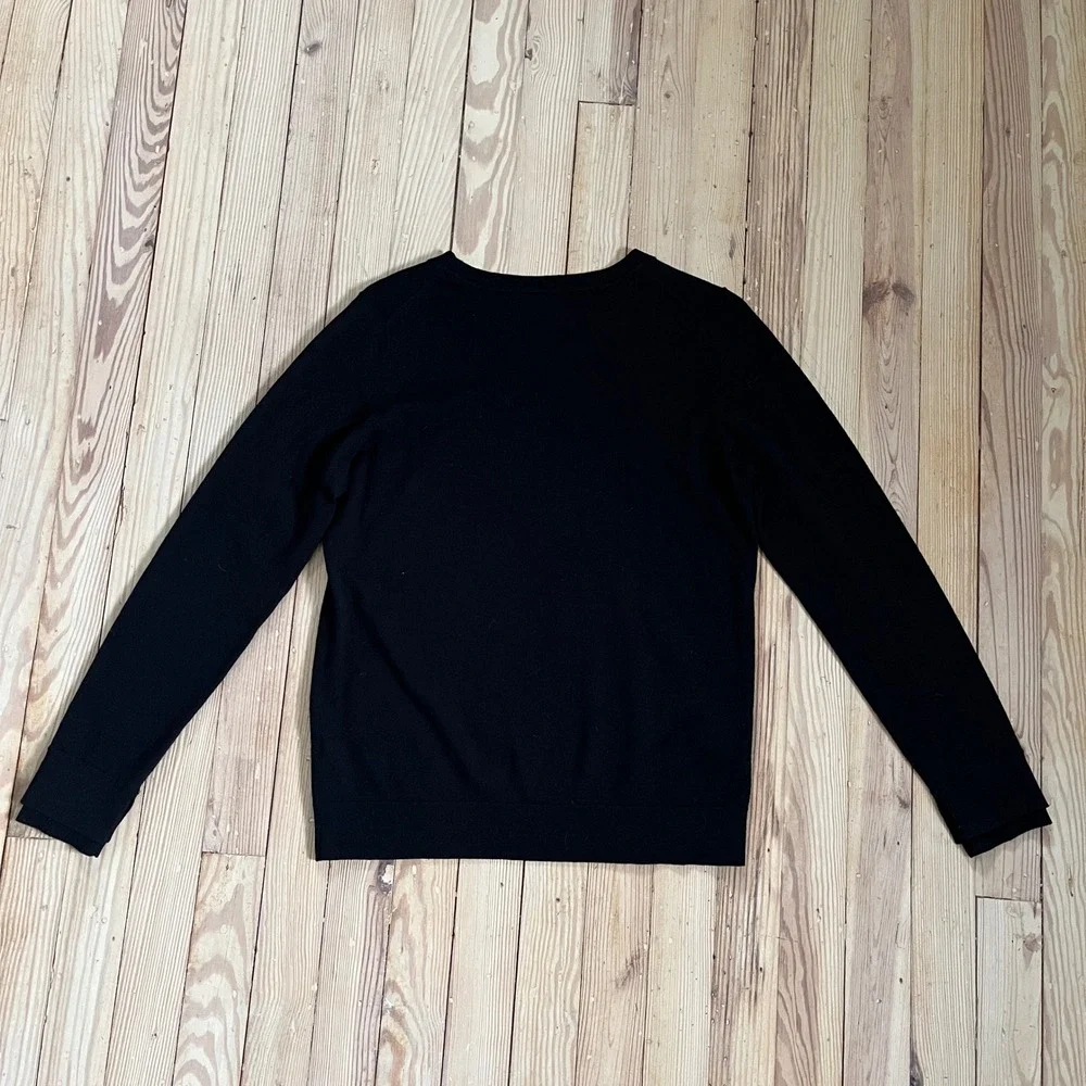 Banana Republic Black 100% Merino‎ Wool Crewneck Sweater Womens Medium casual - Picture 7 of 9